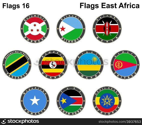 World flags. East Africa. Vector illustration