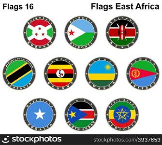 World flags. East Africa. Vector illustration