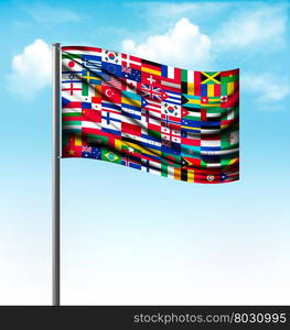 World flags on a big flag. Vector.