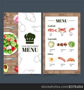 World food day menu collection for restaurant. Design with food watercolor illustrations.    