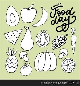 World Food Day Vector Illustration. Suitable for greeting card, poster and banner. World Food Day Vector Illustration. Suitable for greeting card, poster and banner.