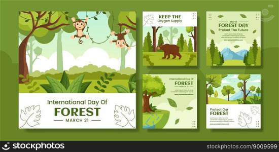 World Forestry Day Social Media Post Flat Cartoon Hand Drawn Templates Illustration