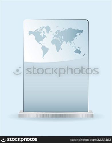 World glass award with spce for your own text and metal base