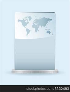 World glass award with spce for your own text and metal base