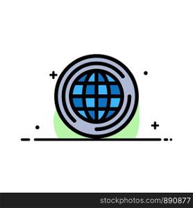 World, Globe, Big, Think Business Flat Line Filled Icon Vector Banner Template