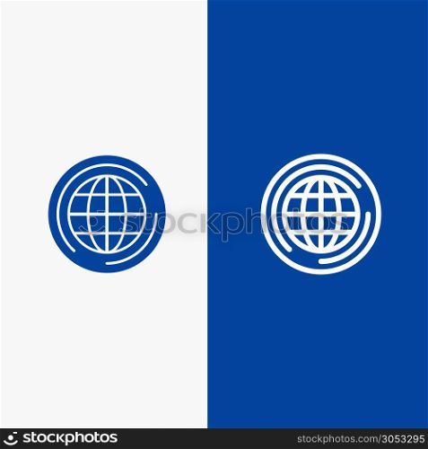 World, Globe, Big, Think Line and Glyph Solid icon Blue banner Line and Glyph Solid icon Blue banner