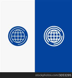 World, Globe, Big, Think Line and Glyph Solid icon Blue banner Line and Glyph Solid icon Blue banner