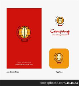 World globe Company Logo App Icon and Splash Page Design. Creative Business App Design Elements