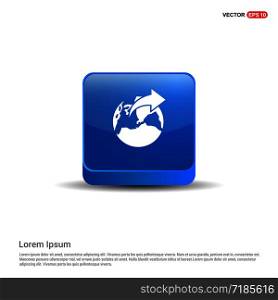 World globe icon - 3d Blue Button.