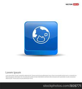 World globe icon - 3d Blue Button.