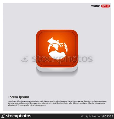 World globe icon Orange Abstract Web Button - Free vector icon