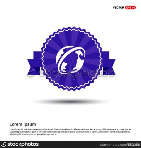 World globe icon - Purple Ribbon banner