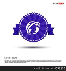World globe icon - Purple Ribbon banner