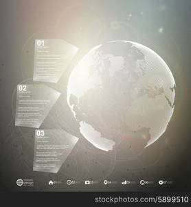 World globe. Infographic template for business design, abstract background vector.