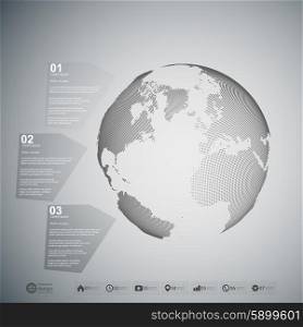 World globe. Infographic template for business design, abstract background vector.