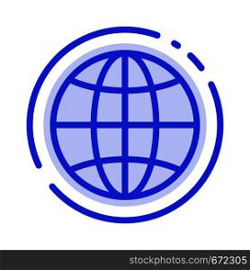 World, Globe, Internet, Design Blue Dotted Line Line Icon
