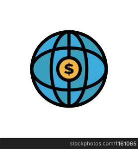 World, Globe, Internet, Dollar Flat Color Icon. Vector icon banner Template
