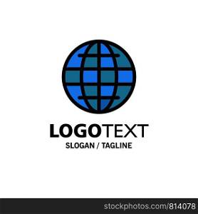World, Globe, Internet, Security Business Logo Template. Flat Color