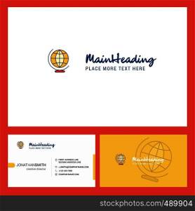 World globe Logo design with Tagline & Front and Back Busienss Card Template. Vector Creative Design