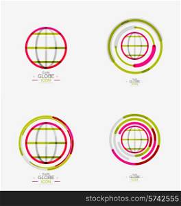 World globe logo stamp, minimal line design concept