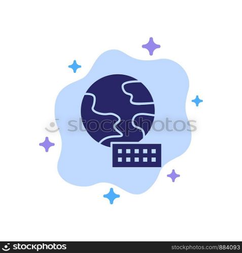 World, Globe, Marketing Blue Icon on Abstract Cloud Background