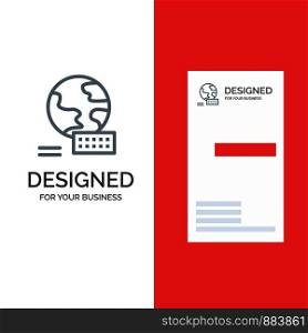World, Globe, Marketing Grey Logo Design and Business Card Template