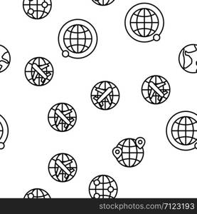 World, Globe, Planet Earth Vector Seamless Pattern Thin Line Illustration. World, Globe, Planet Earth Vector Seamless Pattern