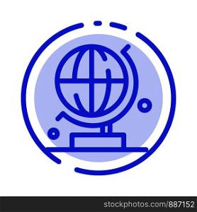 World, Globe, Science Blue Dotted Line Line Icon