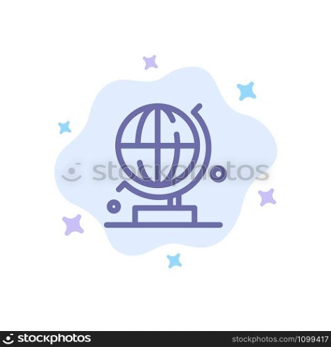 World, Globe, Science Blue Icon on Abstract Cloud Background