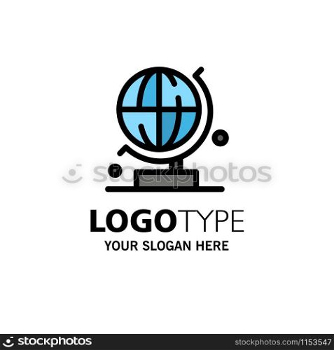 World, Globe, Science Business Logo Template. Flat Color