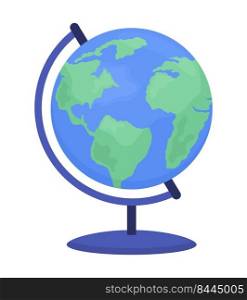 World globe semi flat color vector object. Learning tool. Editable element. Full body item on white. Earth representation. Simple cartoon style illustration for web graphic design and animation. World globe semi flat color vector object