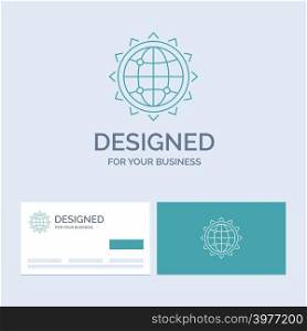 World, globe, SEO, business, optimization Business Logo Line Icon Symbol for your business. Turquoise Business Cards with Brand logo template