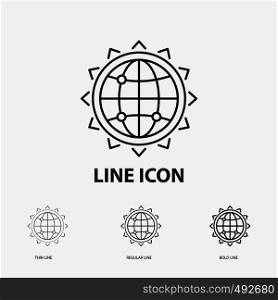 World, globe, SEO, business, optimization Icon in Thin, Regular and Bold Line Style. Vector illustration. Vector EPS10 Abstract Template background