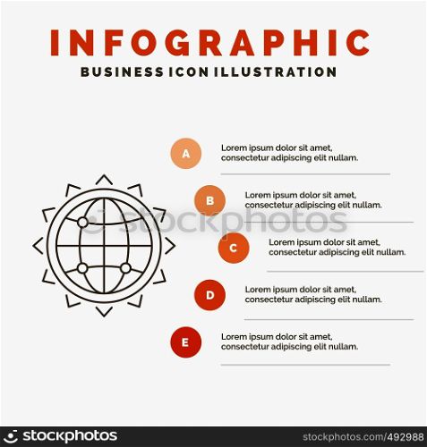 World, globe, SEO, business, optimization Infographics Template for Website and Presentation. Line Gray icon with Orange infographic style vector illustration. Vector EPS10 Abstract Template background