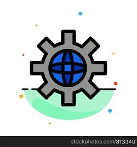 World, Globe, Setting, Technical Abstract Flat Color Icon Template