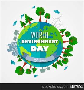 World health day concept with environmental of earth.Vector