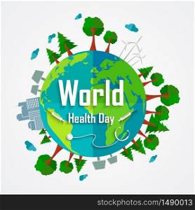 World health day concept with environmental of earth.Vector