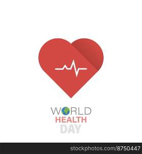 World health day vector illustration and cardiogram icon in flat style