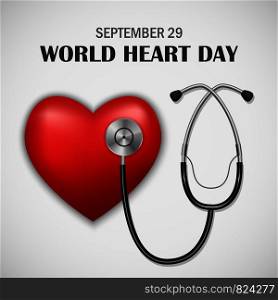 World heart day concept background. Realistic illustration of world heart day vector concept background for web design. World heart day concept background, realistic style
