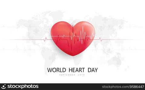 World heart day concept. heartbeat with beat monitor pulse line for medical apps and websites. heart pulse, heartbeat lone, cardiogram. heart rhythm, electrocardiogram. healthy lifestyle. vector.