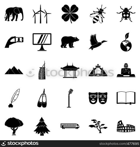 World heritage icons set. Simple set of 25 world heritage vector icons for web isolated on white background. World heritage icons set, simple style