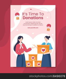 World Humanitarian Day Poster Template Flat Cartoon Background Vector Illustration