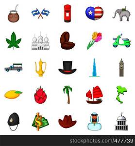 World icons set. Cartoon set of 25 world vector icons for web isolated on white background. World icons set, cartoon style