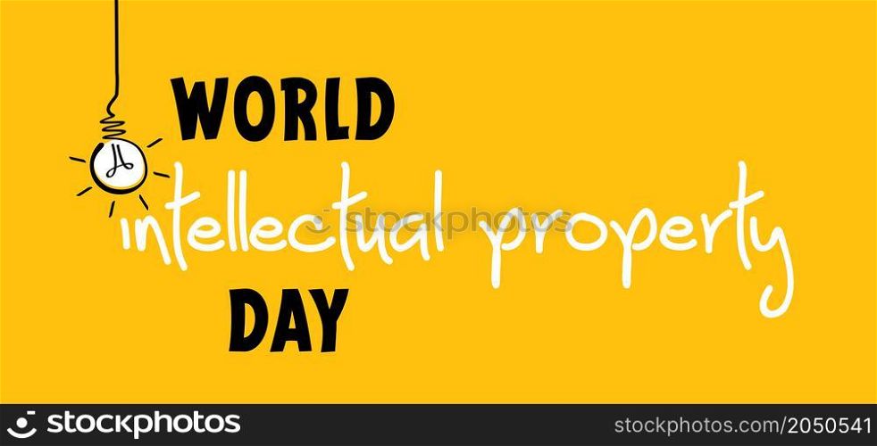 World Intellectual Property Day. 26 April. Copyright concept. Flat vector icon or pictogram. concept of protection of copyright, intellectual property or properties. Lamp ideas.