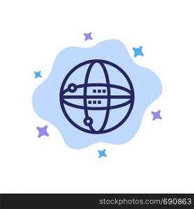 World, Internet, Computing, Globe Blue Icon on Abstract Cloud Background