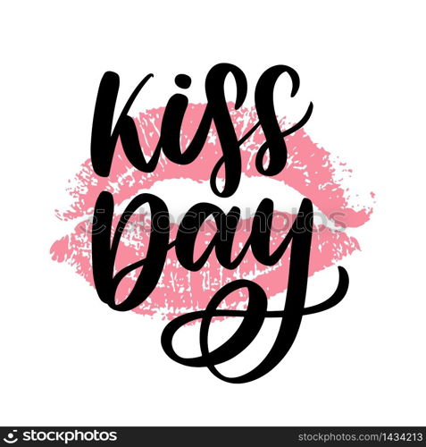 World kissing day. The inscription is written by hand with ink. Beautiful inscription for congratulations. World kissing day. The inscription is written by hand with ink. Beautiful inscription for congratulations and poster.