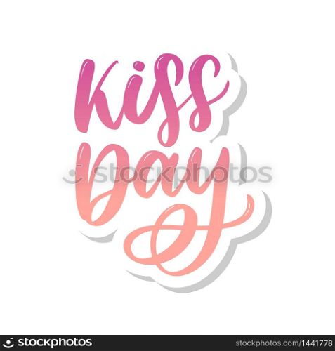 World kissing day. The inscription is written by hand with ink. Beautiful inscription for congratulations. World kissing day. The inscription is written by hand with ink. Beautiful inscription for congratulations and poster.