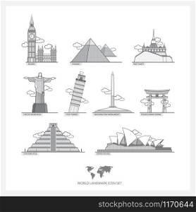 World Landmark Icon Set Vector Illustration