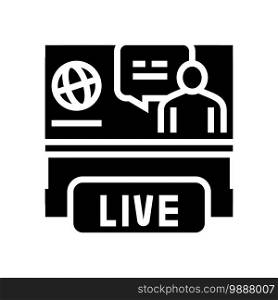 world live news glyph icon vector. world live news sign. isolated contour symbol black illustration. world live news glyph icon vector illustration