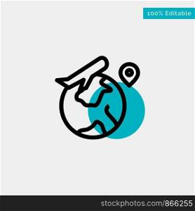 World, Location, Fly, Job turquoise highlight circle point Vector icon